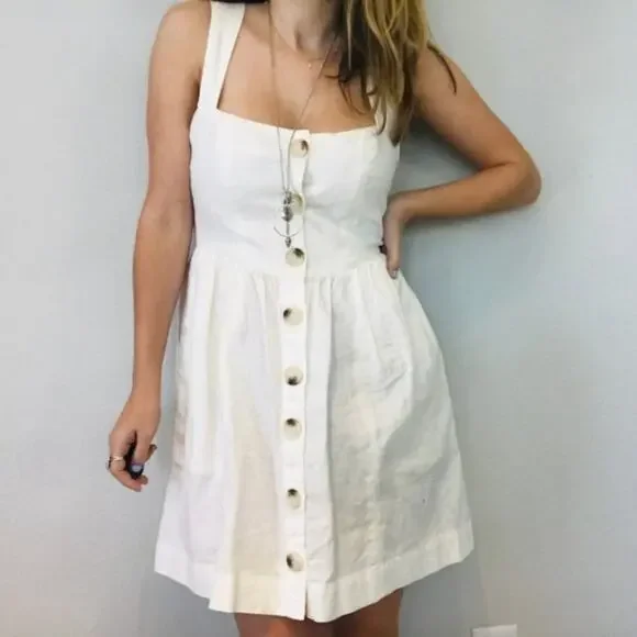 Free People white tortoise button mini dress - Picture 4 of 7